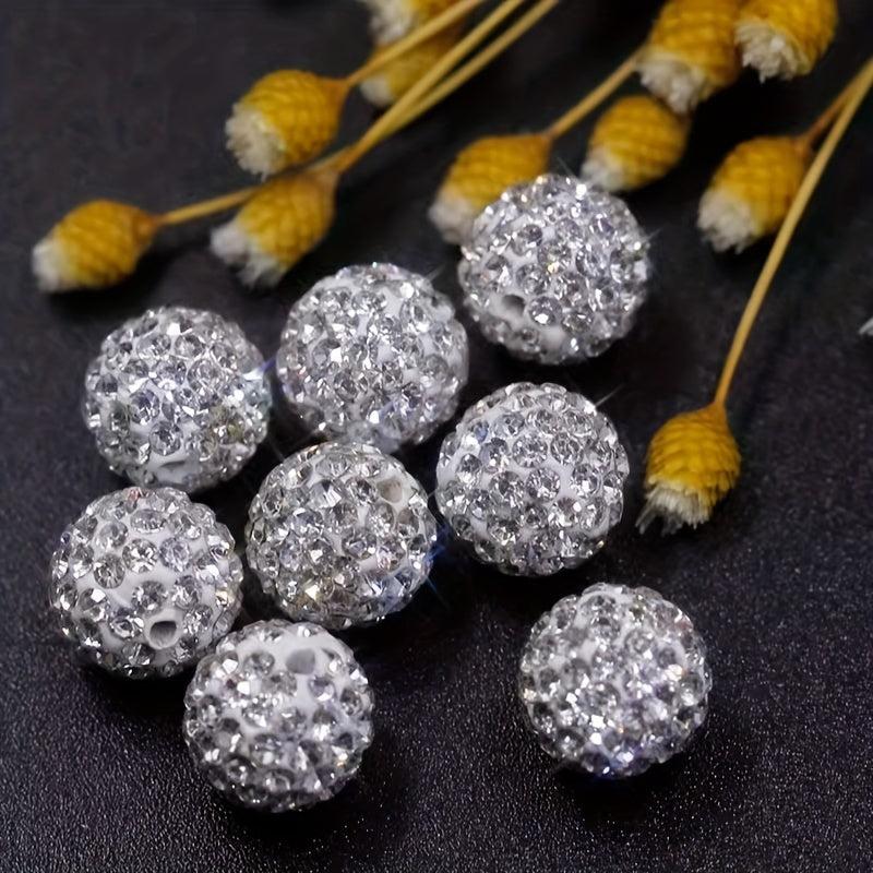 Polymer Clay Round Beads with Rhinestones 6-12mm AA