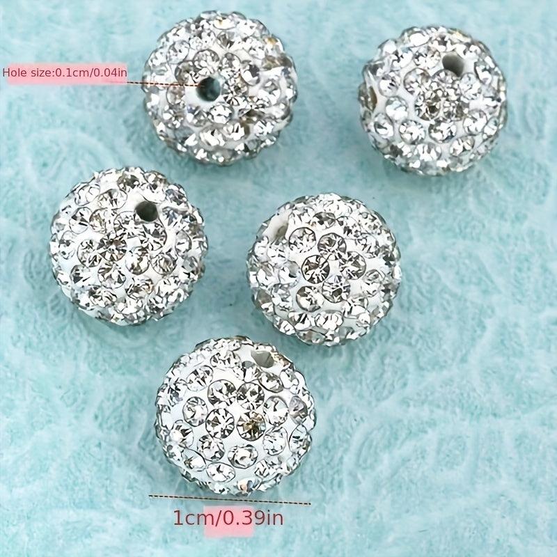 Polymer Clay Round Beads with Rhinestones 6-12mm AA