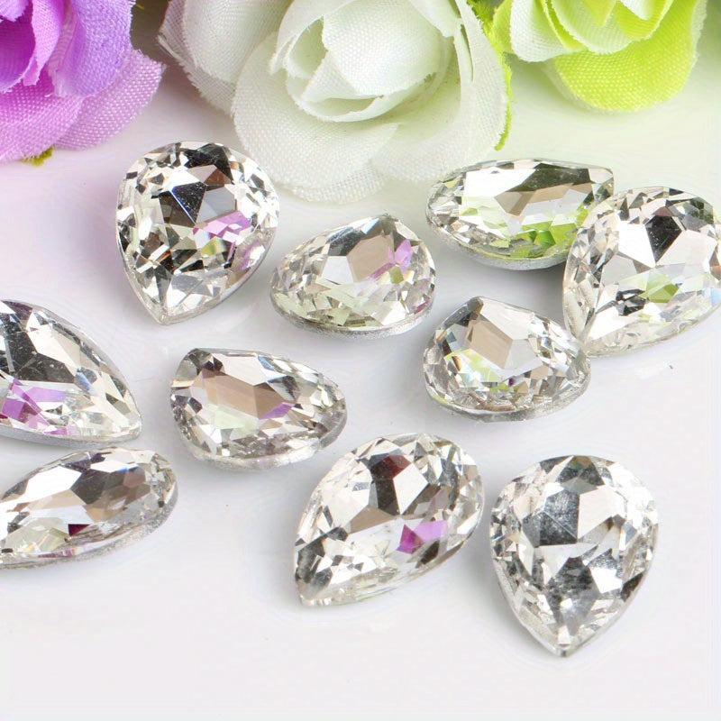 30pcs 1Cm Pointed Bottom Glass Teardrop Colored Glass Beads DIY Jewelry Sewing