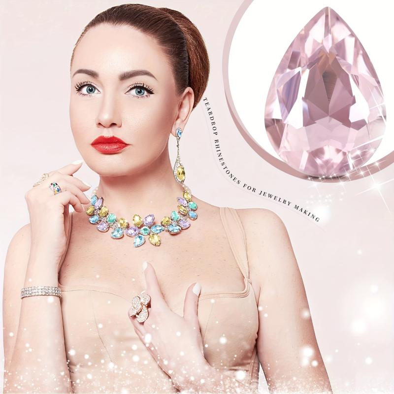 30pcs 1Cm Pointed Bottom Glass Teardrop Colored Glass Beads DIY Jewelry Sewing