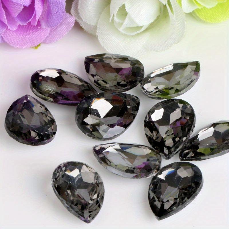 30pcs 1Cm Pointed Bottom Glass Teardrop Colored Glass Beads DIY Jewelry Sewing