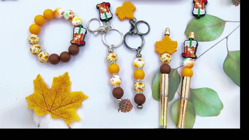 Autumn Maple Leaf Silicone Bead Set - 28pcs