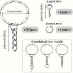 250Pcs Keychain Rings Set Jump Rings Eye Pins Jewelry Making DIY Key Chain Kit