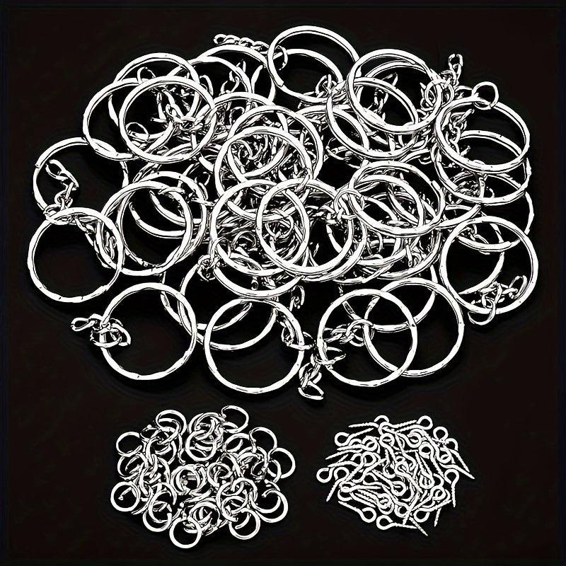 250Pcs Keychain Rings Set Jump Rings Eye Pins Jewelry Making DIY Key Chain Kit