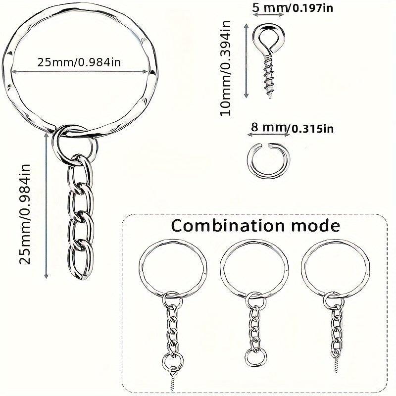 250Pcs Keychain Rings Set Jump Rings Eye Pins Jewelry Making DIY Key Chain Kit
