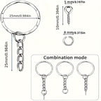 250Pcs Keychain Rings Set Jump Rings Eye Pins Jewelry Making DIY Key Chain Kit