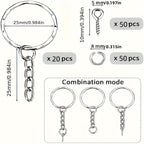 250Pcs Keychain Rings Set Jump Rings Eye Pins Jewelry Making DIY Key Chain Kit