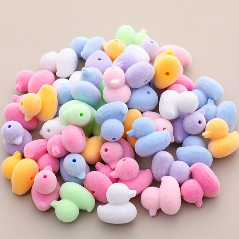 22 5mm Acrylic Puffy Beads Assorted Colors Duck Shaped Pendant