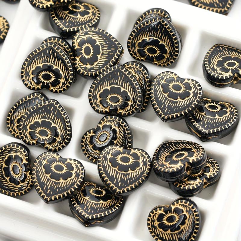 Baroque Heart Flower Acrylic Beads 18mm Hole for Jewelry Making