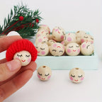 Wooden Face Pattern Beads 30pc & Round Ball Beads 12pc DIY Jewelry Crafts