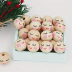 Wooden Face Pattern Beads 30pc & Round Ball Beads 12pc DIY Jewelry Crafts