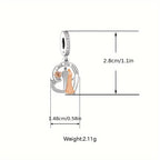 925 Silver Couple Style Heart Rose Charms Beads Necklace Pendant DIY Jewelry