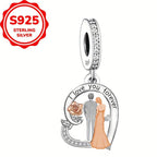 925 Silver Couple Style Heart Rose Charms Beads Necklace Pendant DIY Jewelry