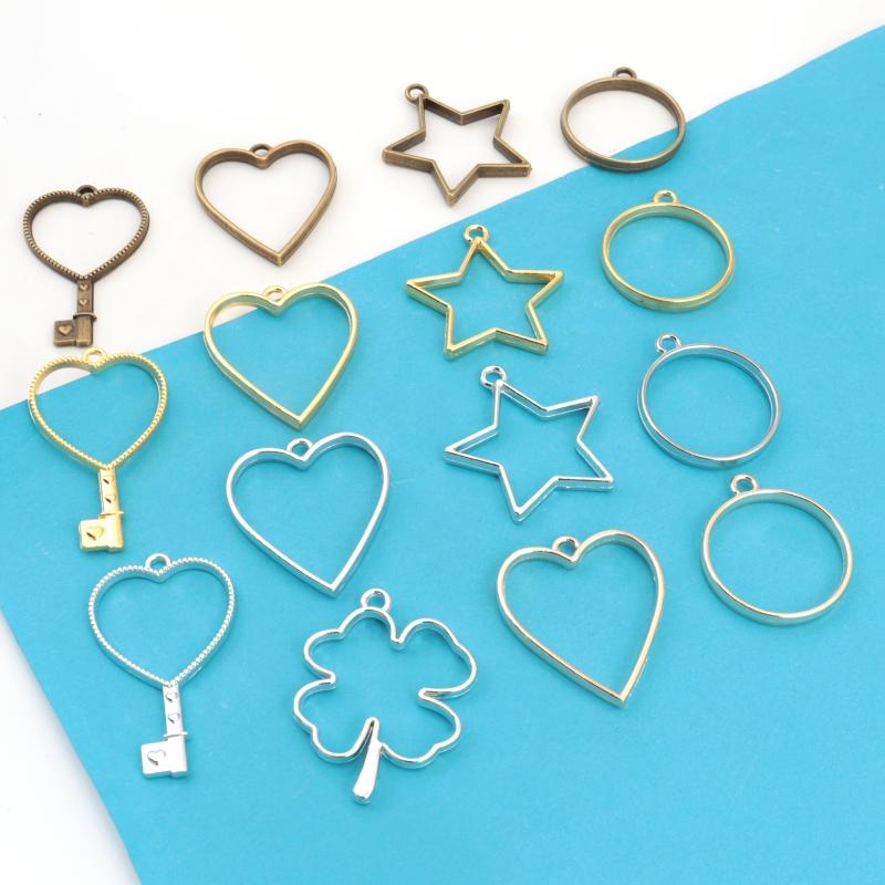 30pcs Alloy Round Drop Glue Mold Pendants for Jewelry Making Enthusiasts