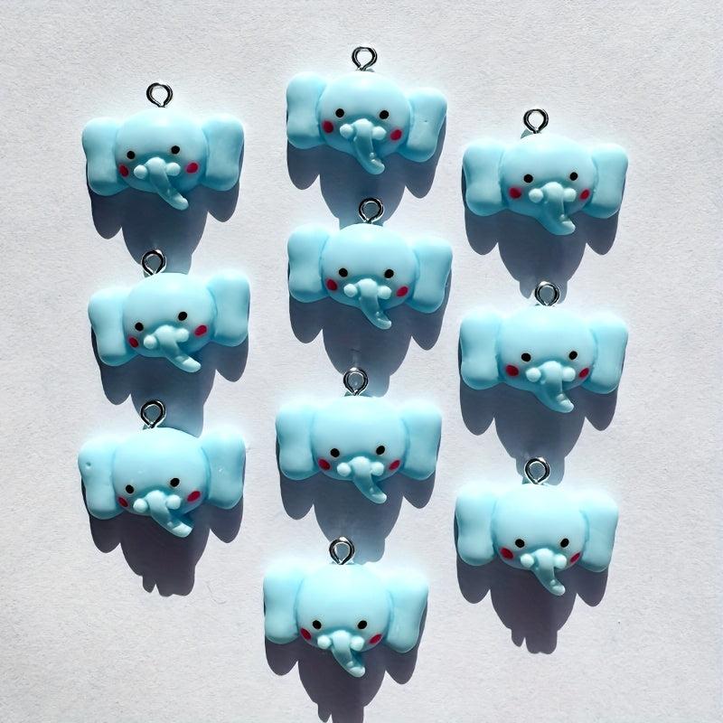10pcs Resin Micro Elephant Charms for Jewelry Making & Keychain Accessories