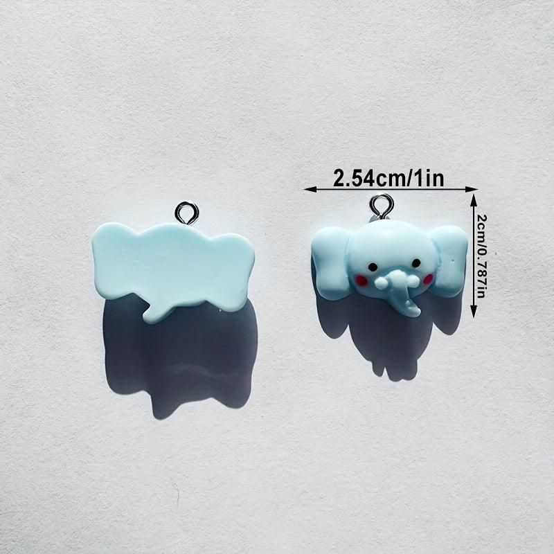 10pcs Resin Micro Elephant Charms for Jewelry Making & Keychain Accessories