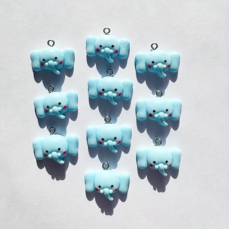 10pcs Resin Micro Elephant Charms for Jewelry Making & Keychain Accessories