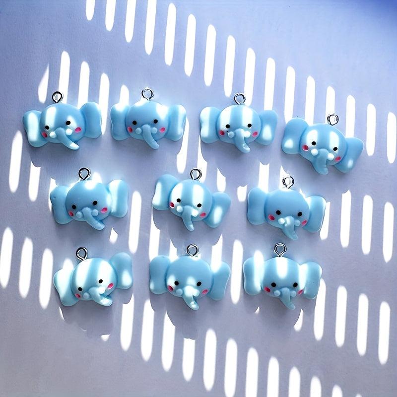 10pcs Resin Micro Elephant Charms for Jewelry Making & Keychain Accessories