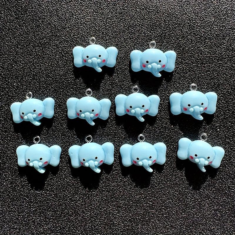 10pcs Resin Micro Elephant Charms for Jewelry Making & Keychain Accessories