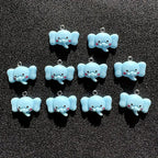 10pcs Resin Micro Elephant Charms for Jewelry Making & Keychain Accessories