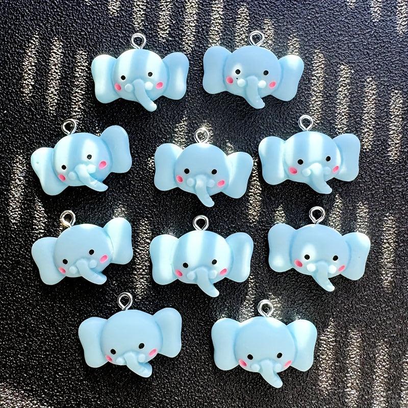 10pcs Resin Micro Elephant Charms for Jewelry Making & Keychain Accessories