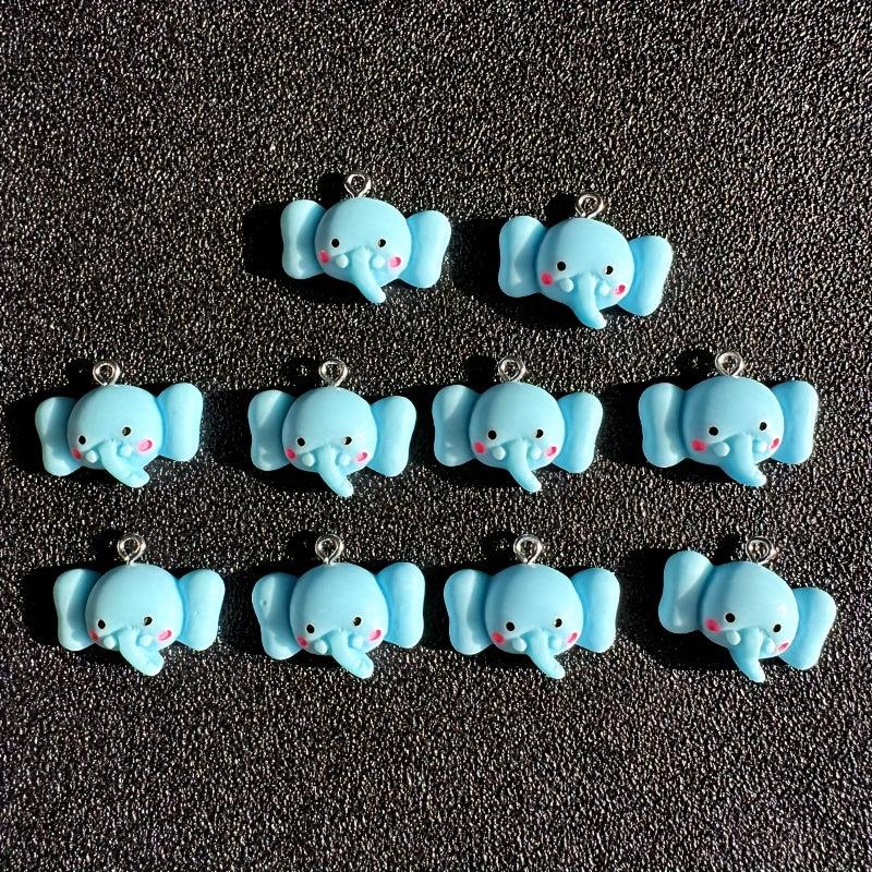 10pcs Resin Micro Elephant Charms for Jewelry Making & Keychain Accessories
