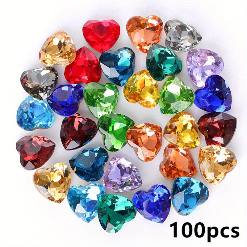 100pcs Colorful Acrylic Heart Ornaments for DIY & Wedding Decorations