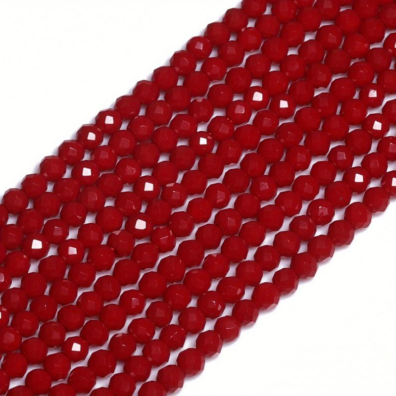 130pcs 3mm Deep Red Czech Glass Beads for DIY Jewelry Making