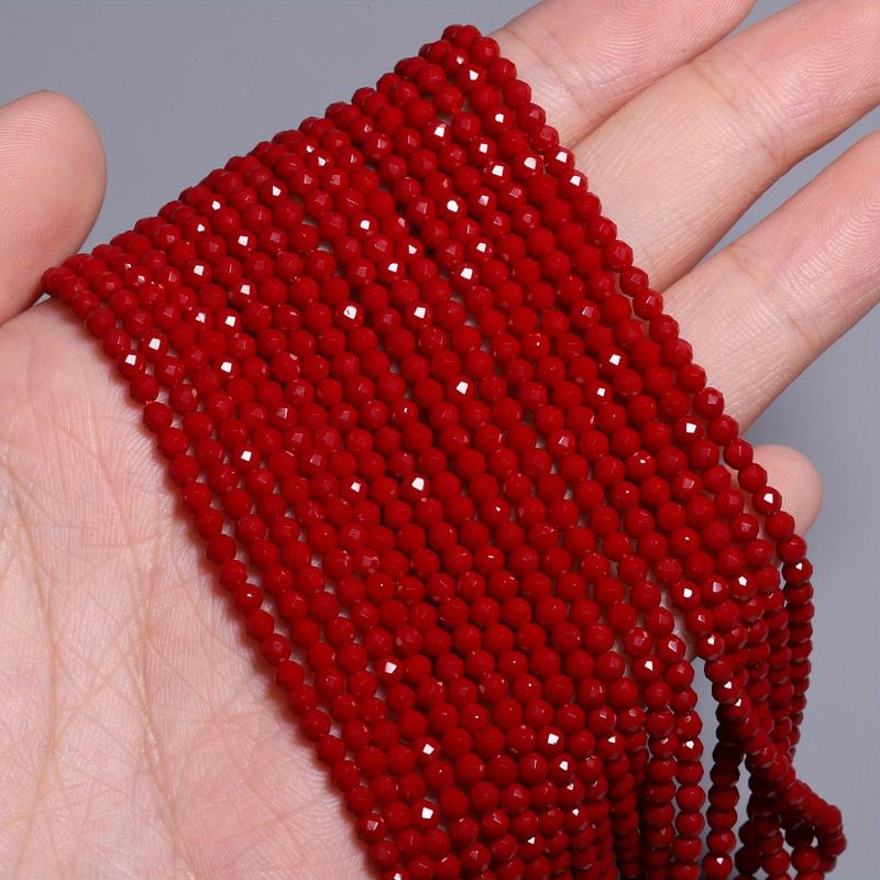 130pcs 3mm Deep Red Czech Glass Beads for DIY Jewelry Making