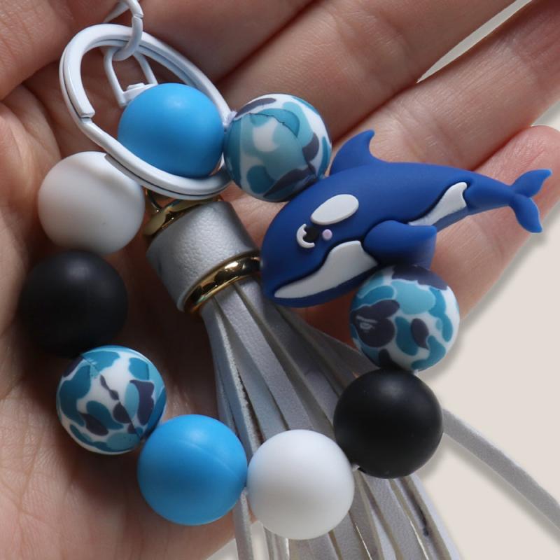 6pcs 3D Whale Silicone Beads DIY Phone Chains Keychains Charms