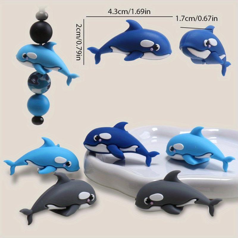 6pcs 3D Whale Silicone Beads DIY Phone Chains Keychains Charms