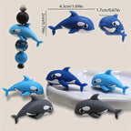 6pcs 3D Whale Silicone Beads DIY Phone Chains Keychains Charms