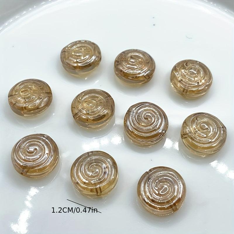 Multicolor Swirl Glass Beads, Hollow Center Round Decorative Beads