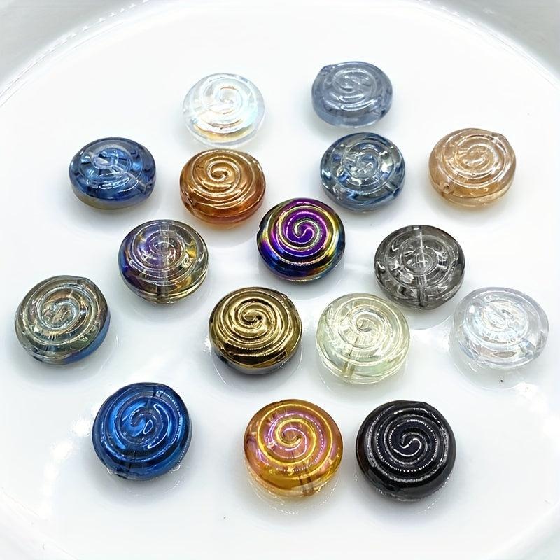 Multicolor Swirl Glass Beads, Hollow Center Round Decorative Beads