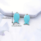 6pcs Enamel Painted Fish Charms for Jewelry Making