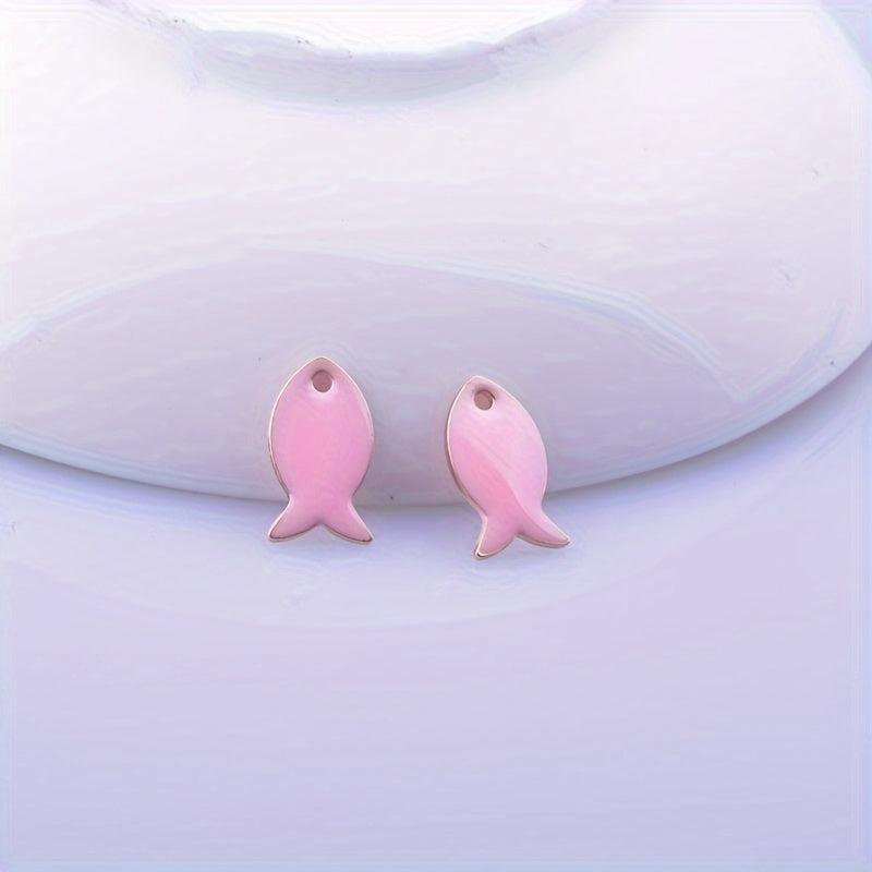 6pcs Enamel Painted Fish Charms for Jewelry Making