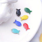 6pcs Enamel Painted Fish Charms for Jewelry Making