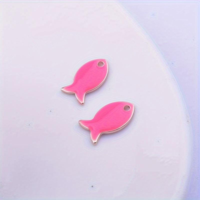 6pcs Enamel Painted Fish Charms for Jewelry Making