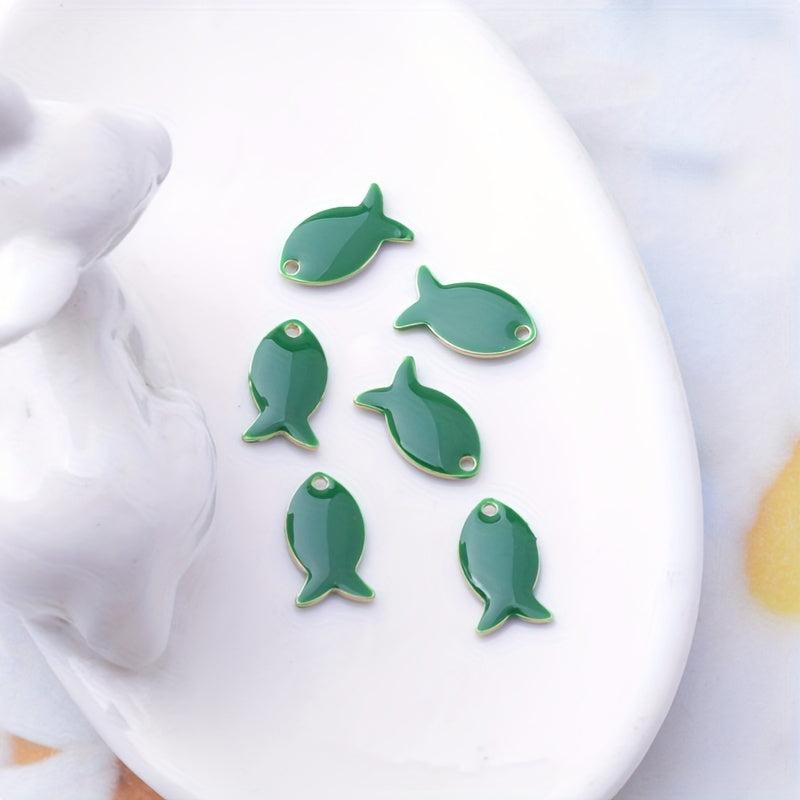6pcs Enamel Painted Fish Charms for Jewelry Making