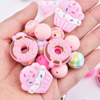 34pcs Donut Cake Silicone Bead Set for Jewelry Decoration Accessories