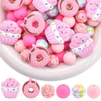34pcs Donut Cake Silicone Bead Set for Jewelry Decoration Accessories
