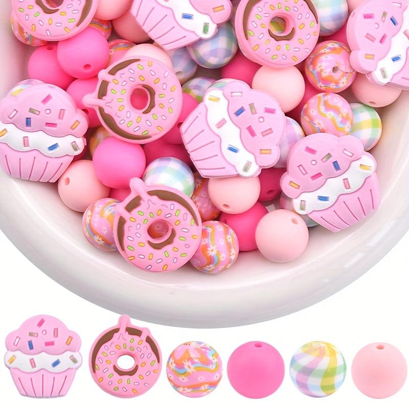 34pcs Donut Cake Silicone Bead Set for Jewelry Decoration Accessories