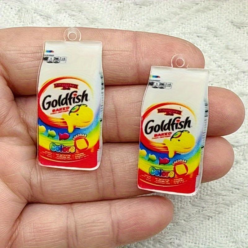 10pcs Snack Shaped Pendants - Goldfish & Fruit Loops, Jewelry Making