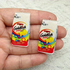 10pcs Snack Shaped Pendants - Goldfish & Fruit Loops, Jewelry Making
