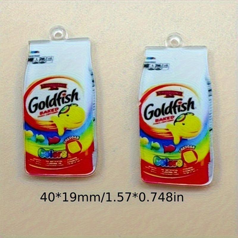 10pcs Snack Shaped Pendants - Goldfish & Fruit Loops, Jewelry Making