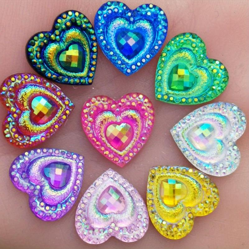 20pcs Heart Resin Charms Flatback Pendants for DIY Earrings Crafts Jewelry Makin