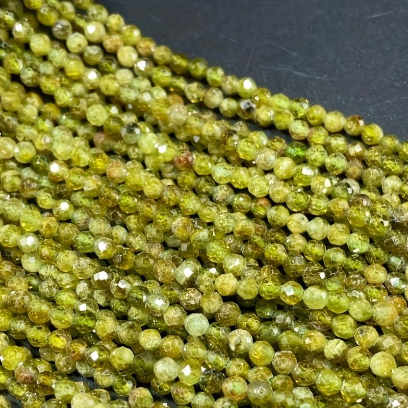 210pcs AAA Natural Green Garnet Gemstone 2mm Beads Round Faceted Stones