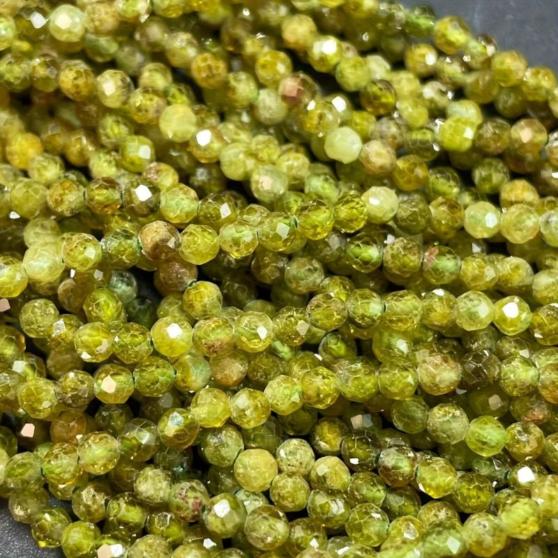 210pcs AAA Natural Green Garnet Gemstone 2mm Beads Round Faceted Stones
