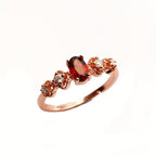 S925 Sterling Silver Garnet Inlaid Women's Ring
