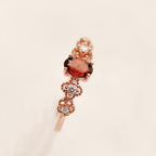 S925 Sterling Silver Garnet Inlaid Women's Ring